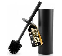 Stainless Steel Toilet Brush and Holder Set, Splash Guard (Black)