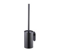 Stainless Steel Toilet Brush & Holder, Wall-Mounted,Self Adhesive, long handle,No Drilling,Heavy Duty Cleaner for Bathroom(Black)