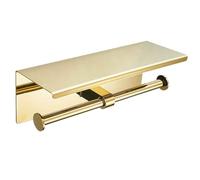 Stainless Steel Toilet Holder with Shelf, Dual Roll Wall Mount