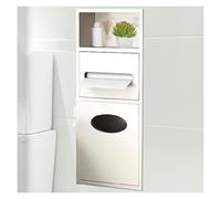 Stainless Steel Toilet Paper Holder & Waste Bin Combo, Space-Saving Bathroom Storage Shelf for Kitchen, Living Room, Bedroom - Modern White, 20x63x13.5cm/7.87x24.8x5.31in