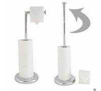 Stainless Steel Toilet ROLL Holder Stand Swivel Free Standing Holds Extra ROLL Storage Bathroom (Stainless Steel Round Base)