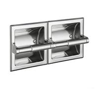 Stainless Steel Toilet Roll Holder Wall Mounted Dual Compartment for Big Rolls - Rustproof Chrome Bathroom Accessory 36.2cm