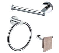 Stainless Steel Toilet Roll & Towel Holder Set - Wall-Mounted Bathroom Organizer - Rustproof, Space-Saving Design for Modern Bathrooms, 2-Piece Set