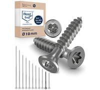 Stainless Steel TORX countersunk Head Screw Made of V2A 10-mm Thick 80-mm Screw Length 10 Pieces 50-mm Partial Thread Wood Screw 10x80