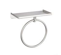 Stainless Steel Towel For Ring Holder For Bathroom And Kitchen Wall Mounted No Drill Towel Rack With Shelf For Towels Shower Gel And Shampoo(silver)