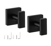 Stainless Steel Towel Hooks, Heavy Duty METALs Coat Hook Bracket for Bathrobe, Rust Resistant Wall Mounted Hanger for Bathroom, Living Room, Toilet, 2 Pack(black)