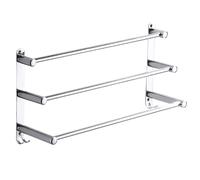 Stainless Steel Towel Rack, Double-layer Wall-mounted Towel Bar, Punch-free Multi-tier Towel Holder for Bathroom, Space-saving Design (80cm/31.4inch)