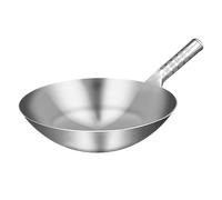 Stainless Steel Traditional Chinese Wok - Lightweight Nonstick Round Bottom Cooking Pot for Gas Open Fire(36cm)