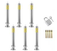Stainless Steel Traffic Barricade Post, Reflective Removable Delineator for Driveways Parking Lots(6 pack/30inch)