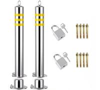 Stainless Steel Traffic Barricade Posts 60/75/90/110cm - Reflective Stripe for Driveways/Sidewalks/Parking Lots(2 pack/30inch)