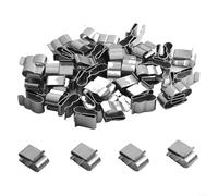 Stainless Steel Trailer Frame Wire Cable Clips with Barbed Shape, 50 Pieces Metal Clips for Securing Two Wires on Solar Panels and Cable Frames