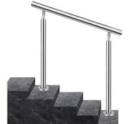 Stainless Steel Transitional Handrail, Brushed Round Pipe Railing Balustrade with Double Posts, Perfect for Indoor/Outdoor Decks and Stairs, Durable & Stylish