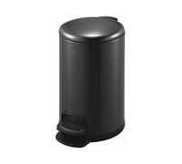 Stainless Steel Trash Can 12L with Lid Pedal-Operated Stylish Black Bin for Home Kitchen Bathroom Hotel; Creative Round Waste Bin Universal Size