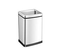 Stainless Steel Trash Can 12LKitchen & Bathroom Waste Bin Uncovered Design for Home Office & Living Room Simple & Stylish Garbage Container (White)