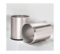Stainless Steel Trash Can - Double Layer Round Bin for Kitchen Office Living Room Toilet Hotel - Uncovered Wastebasket for Paper & General Waste - Sleek Design