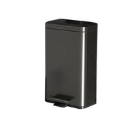 Stainless Steel Trash Can FingerprintProof Kitchen Bin with Removable Inner Bucket Hinged Lid Step Pedal Waste Bin for Home & Office (Color: Black)