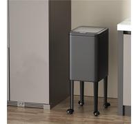 Stainless Steel Trash Can for Kitchen, Office & Bathroom - Simple Human Style Garbage Bin with Lid, Tall & Movable Design, Large Capacity 52.5L, Black