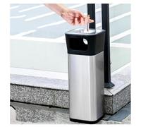 Stainless Steel Trash Can with Ashtray, Commercial Cigarette Ash Container for Indoor Outdoor, Fireproof Sand Bucket for Smokers, 30L