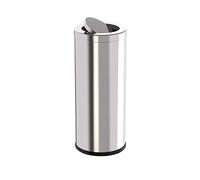 Stainless Steel Trash Can with Flip Lid - Commercial Hotel Lobby Vertical Office Toilet Corridor Garbage Bin - Large Capacity Waste Basket