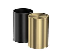 Stainless Steel Trash Can with Flipping Lid, Double Layer Small Wastebasket, 2.4 Gallon Garbage Can for Bathroom Kitchen
