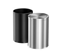 Stainless Steel Trash Can with Flipping Lid, Double Layer Small Wastebasket, 2.4 Gallon Garbage Can for Bathroom Kitchen