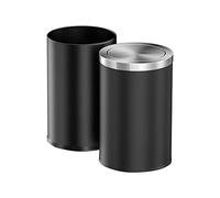 Stainless Steel Trash Can with Flipping Lid, Double Layer Small Wastebasket, 2.4 Gallon Garbage Can for Bathroom Kitchen