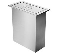 Stainless Steel Trash Can with Swing Flap Lid for Kitchen Cabinet Countertop - Recessed Stainless Steel Cover - Perfect for Restaurant/Hotel/Office