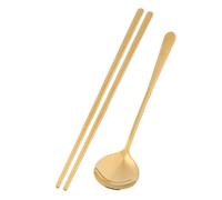 Stainless Steel Travel Cutlery Set, Korean Chopsticks Spoon Set Kitchen Reusable Metal Tableware for School Home Office Camping Travel