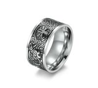 Stainless Steel Tree of Life Odin Crow Retro Ring Nordic Viking Celtic Knot Ring