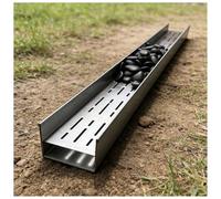 Stainless Steel Trench Drain Kit, Deck/Yard/Garage/Driveway Drainage Channel System, Rectangular Drainage Guttering Pipe and Sewerage Grates，Rain Gutter Strainers(H4*W15CM/H1.57*W5.91IN)