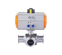 Stainless Steel Tri-clamp Sanitary Pneumatic Three-Way Ball Valve(51L)