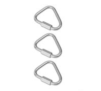 Stainless Steel Triangle Carabiner Locking Climbing Hook For Rope Safety Connection Gear For Caving Fire Fighting Working At Height Silver(3PCS 6MM)