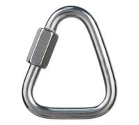 Stainless Steel Triangle Carabiner Locking Climbing Hook For Rope Safety Connection Gear For Caving Fire Fighting Working At Height Silver(6MM)