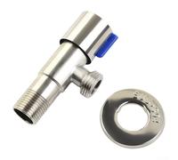 Stainless Steel Triangle Valve for Toilet, Hot and Cold Angle Stop Valve with 1/2" Inlet/Outlet, Quarter-Turn Brass-Core Shower Head Plum(Blue)
