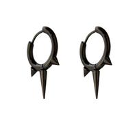 Stainless Steel Triple Spike Huggie Hoop Earrings, Sold as a Pair, One Size, Metal, No Gemstone