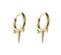Stainless Steel Triple Spike Huggie Hoop Earrings, Sold as a Pair, One Size, Metal, No Gemstone