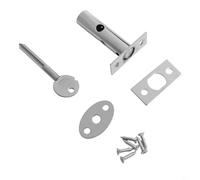Stainless Steel Tube Well Lock With Key For Fire Escape Doors And, Silver Security Bolt Set Including Cover Plates And Screws For Home Improvement(Stainless steel)