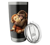 Stainless Steel Tumbler - 600ml Monkey Pattern Coffee Mug | Double Wall Insulated Lid with Spill Resistant Design for Cafe Office Gym Car Home Outdoor Party Tea Drinking Travel Beverage Container