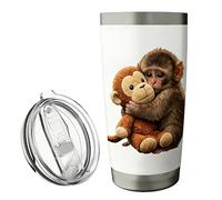 Stainless Steel Tumbler - 600ml Monkey Pattern Travel Mug | Reliable Beverage Coffee Mug, Reusable Drink Container for Travel Cafe Tea Drinking Gym Car Office Home Outdoor Party Men Women