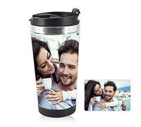 Stainless Steel Tumbler with Lid, 350ml Double-Layer Coffee Water Cup Bottle Can Add Photos Draw Graffiti Great by Yourself for Ice Drinks and Hot Beverage Home Office Outdoor Works (Not Customized)