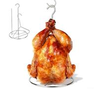 Stainless Steel Turkey Chicken Fryer Accessory Kit | Deep Frying Stand Set | W/Lifter Hook Vertical Skewer Holder Base | For Deep Frying Pot Grill BBQ