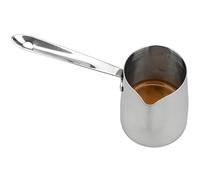 Stainless Steel Turkish Coffee Pot,600ml Frothing Pitcher Long Handle Milk Butter Warmer Pot Coffee Maker with Pouring Spout, Integrated Scale & Polished Silver Finish for Hot Chocolate,Sauces,Cooking