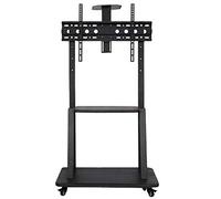 Stainless Steel TV Stand, Adjustable Height & Tilt for 50-86 Inch TVs, Mobile Black TV Cart on Wheels, Holds Up to 200kg, Floating Shelf Design, Max Size 900x