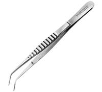 Stainless Steel Tweezers, Sewing Machine Tweezers, Universal Bent Tip, Multipurpose Stainless Steel with Curved Pointed Serrated Tip