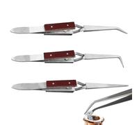 Stainless Steel Tweezers - Soldering Tweezers for Crafts, Industrial Electronic Tweezers | 3 Pcs Precision Easy Grip Fiber Soldering Tweezers, Precision Tweezers For
