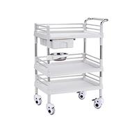 Stainless Steel ty with 3 Shelves, Tea Trolley on Wheels, ABS Plastic Storage nizer, Multi-Functional Service in Blue & White for Home & Kitchen