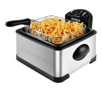 (Stainless Steel - U.k. Version) Chefman 4.3 Litre Deep Fat Fryer w/Basket Strainer, XL Jumbo Size, Adjustable Temperature & Timer, Perfect for Fried Chicken, Shrimp, Chips & More