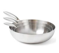 Stainless Steel Uncoated Frying Pan | Induction Hob Safe | Dishwasher & Oven Safe | for Healthy Searing & Sautéing | Metal Utensil Friendly (20+24+28CM)