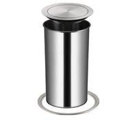 Stainless Steel Under-Counter Trash Bin Concealed Waste Lid with Round Handle Pull-Out Garbage Can for Kitchen Worktop Hidden Drainage Cover for Sleek Design