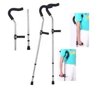 Stainless Steel Underarm Crutches,Foldable,Twin Handled Walking Stick Comfortable Pads & Ergonomic Handles,F-Shape Folding Crutch with Anti-Slip Base,Elbow Crutches for Height 155-175cm